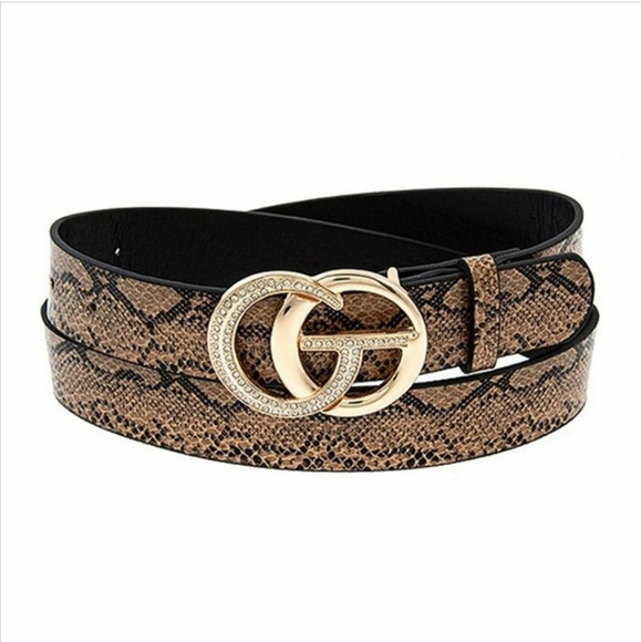 Private Label Accessories - 🆕LAST ONE Rhinestone Pave Buckle Snake Print Belt